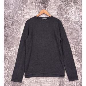 New Vince Sweater Medium Mens Wool Crewneck Double Layer Waffle Knit Gray